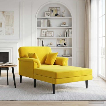 vidaXL Ανάκλιντρο Κίτρινο Βελούδο 101x174x90cm 1 τεμ.