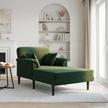 vidaXL Ανάκλιντρο Σκούρο Πράσινο Βελούδο 101x174x90cm 1 τεμ.