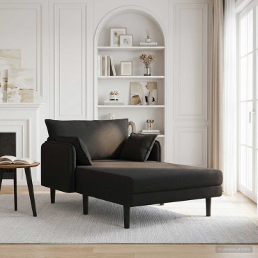 vidaXL Μεγάλο ανάκλιντρο Μαύρο Μπουκλέ 114x173x86cm