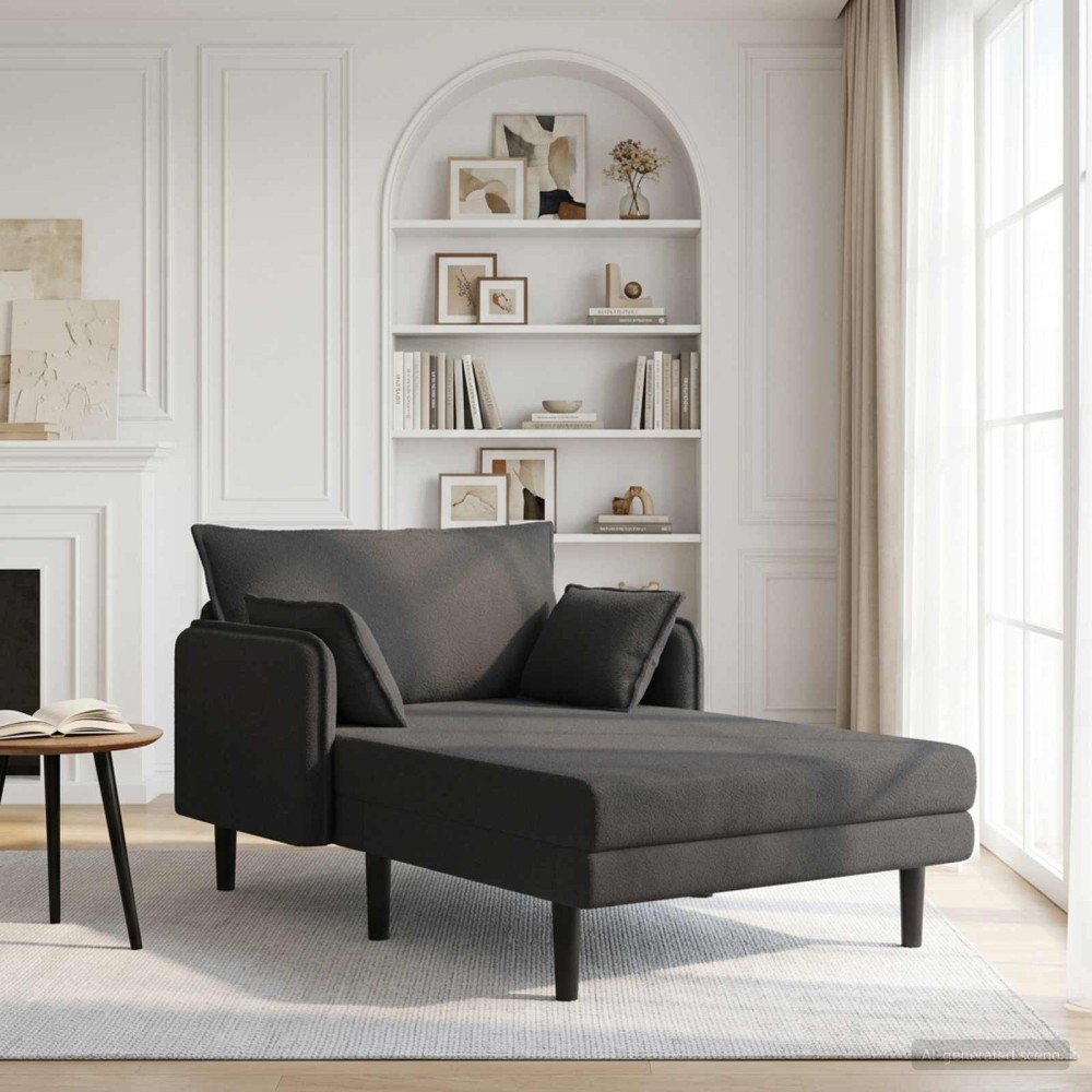 vidaXL Μεγάλο ανάκλιντρο Σκούρο Γκρι Μπουκλέ 114x173x86cm