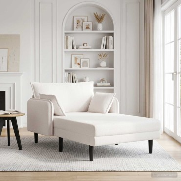 vidaXL Μεγάλο ανάκλιντρο Κρεμ Μπουκλέ 114x173x86cm