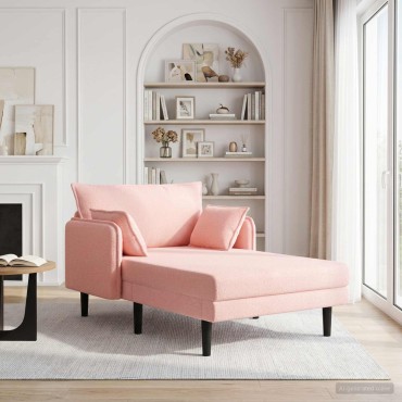 vidaXL Μεγάλο ανάκλιντρο Ροζ Μπουκλέ 114x173x86cm