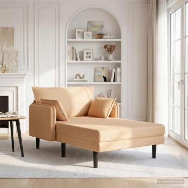 vidaXL Μεγάλο ανάκλιντρο Μπεζ Μπουκλέ 114x173x86cm