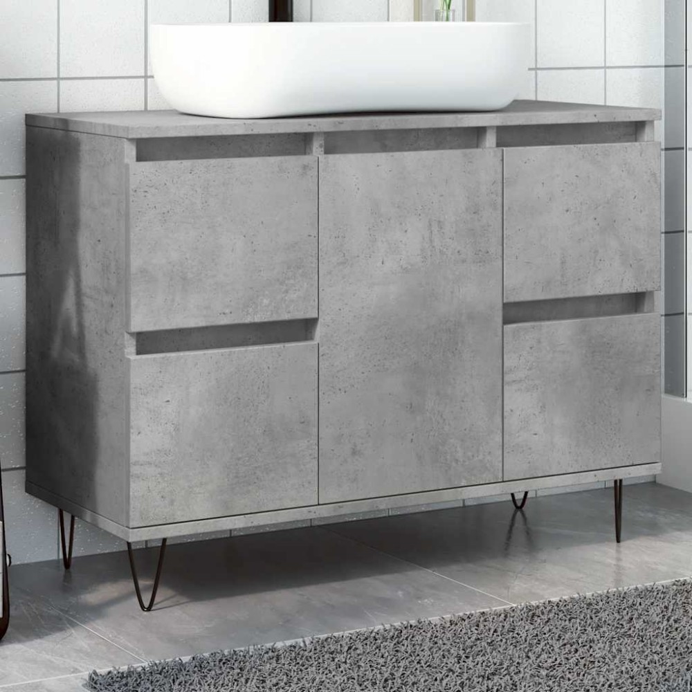 vidaXL Ντουλάπι Μπάνιου Γκρι Σκυροδέματος 80x33x60cm Επεξ. Ξύλο