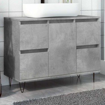 vidaXL Ντουλάπι Μπάνιου Γκρι Σκυροδέματος 80x33x60cm Επεξ. Ξύλο