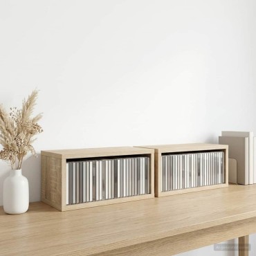vidaXL Ράφι Αποθήκευσης CDs 2 τμχ. Sonoma Δρυς 40 x 17 x 17 εκ.