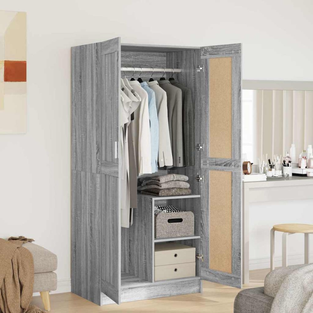 vidaXL Ντουλάπα Γκρι Sonoma 82,5x51,5x180cm από Επεξεργασμένο Ξύλο 1 τεμ.