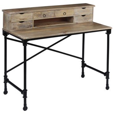 vidaXL Σεκρετέρ 110x50x96cm από Μασίφ Ξύλο Μάνγκο Ατσάλι 1 τεμ.