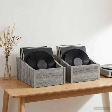 vidaXL Κουτί LP 2 τμχ. Γκρι Sonoma 23 x 33 x 16 εκ. Επεξεργασμένο Ξύλο