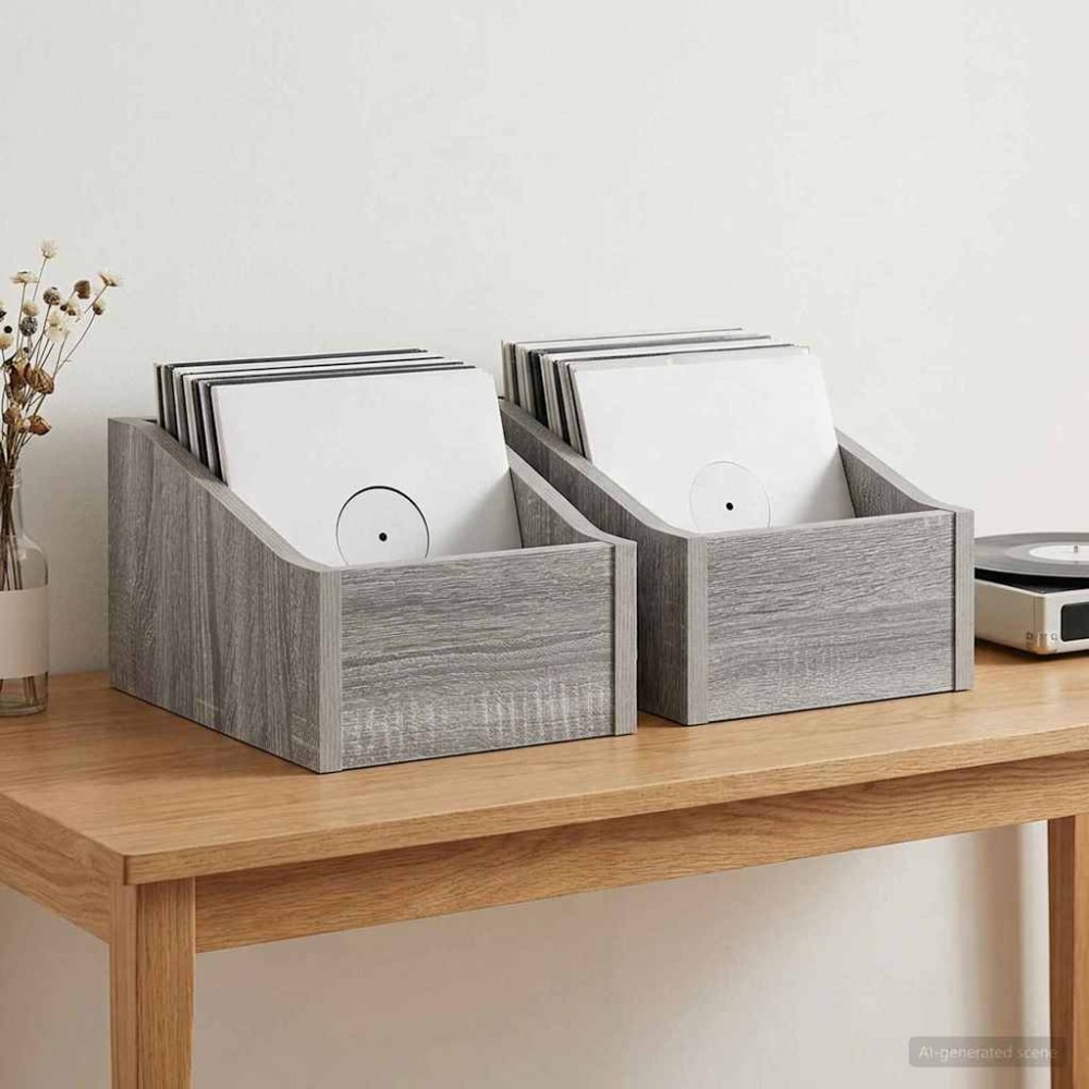 vidaXL Κουτί LP 2 τμχ. Γκρι Sonoma 18 x 32 x 18 εκ. Επεξεργασμένο Ξύλο