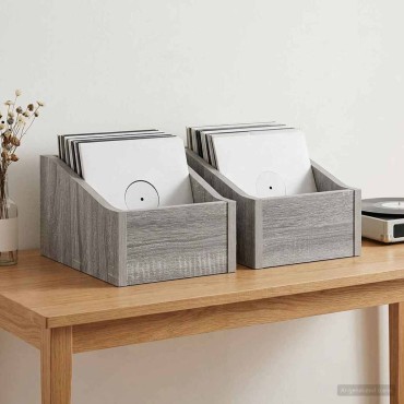 vidaXL Κουτί LP 2 τμχ. Γκρι Sonoma 18 x 32 x 18 εκ. Επεξεργασμένο Ξύλο