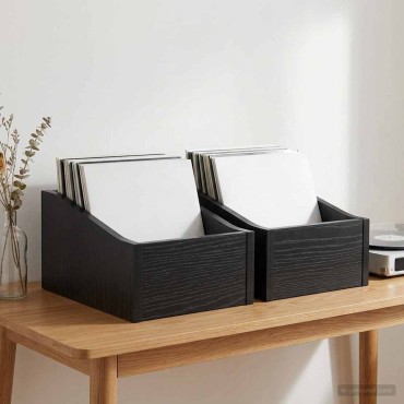 vidaXL Κουτί LP 2 τμχ. Μαύρη Δρυς 23 x 33 x 16 εκ. Επεξεργασμένο Ξύλο