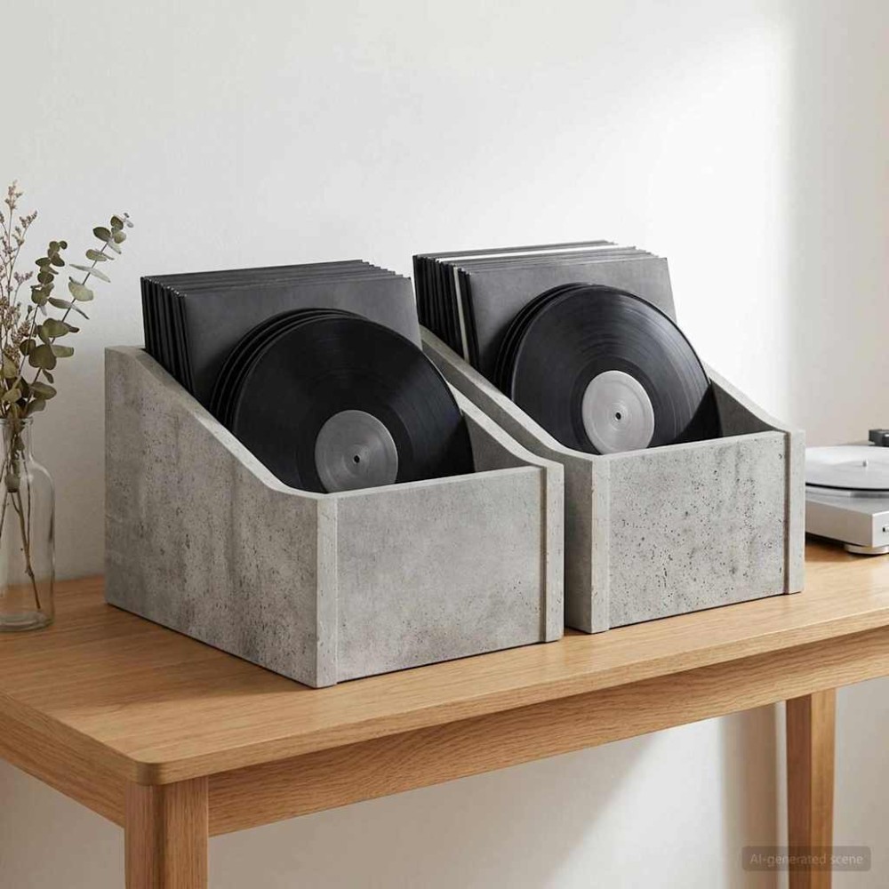vidaXL Κουτί LP 2 τμχ. Γκρι Σκυροδέματος 18 x 32 x 18 εκ.