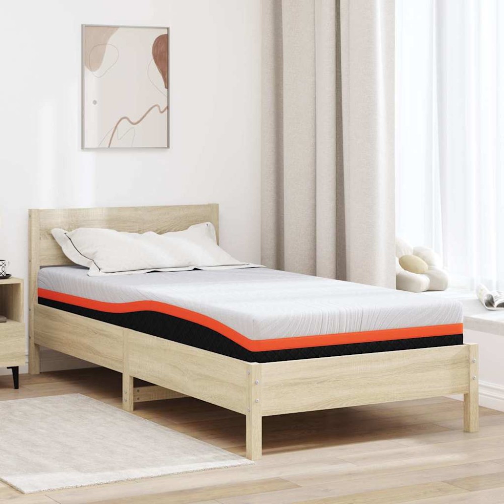 vidaXL Στρώμα Λευκό και Μαύρο 120x200cm Ζακάρ ύφασμα 1 τεμ. - Μονό