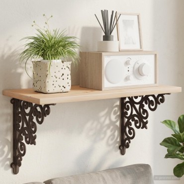 vidaXL Ράφια στήριξης τοίχου 12 τεμ. Αρχαίο Καφέ 24x24x3,5cm