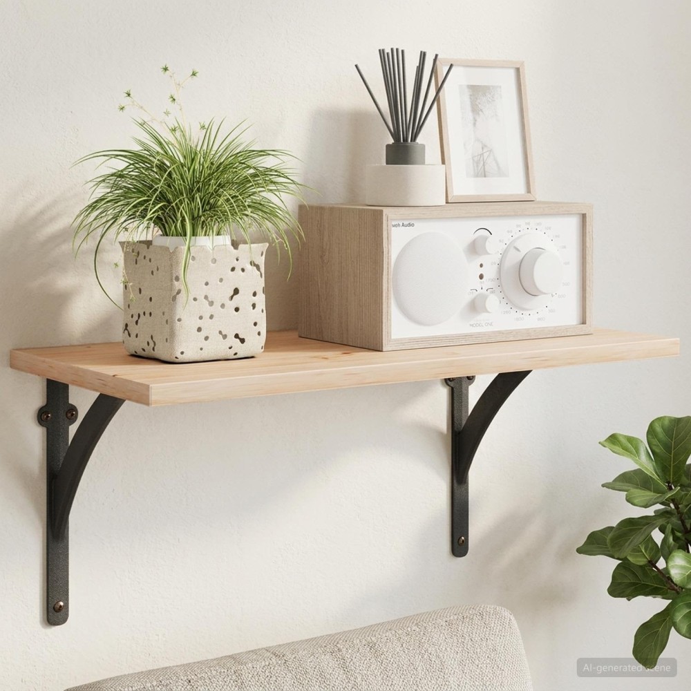 vidaXL Ράφια στήριξης τοίχου 12 τεμ. Μαύρο 14.5x14.5x3.5cm Ατσάλι