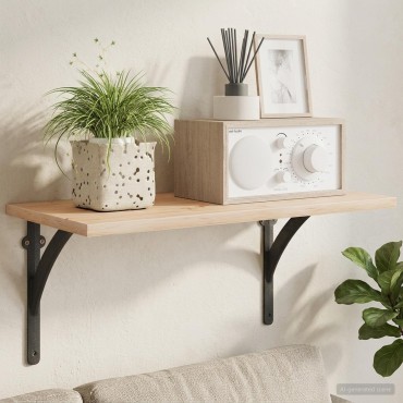 vidaXL Ράφια στήριξης τοίχου 12 τεμ. Μαύρο 21x21x3.5cm Ατσάλι