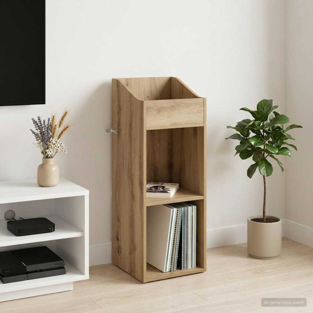 vidaXL Ντουλάπι δίσκων βινυλίου Artisan Δρυς 36x36x95,5 εκ 1 τεμ.