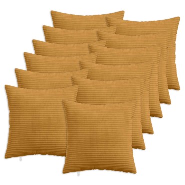 vidaXL Κάλυμμα Μαξιλαριού 12 pcs HEERLEN Κίτρινο 45 x 45 cm κορντουρόι