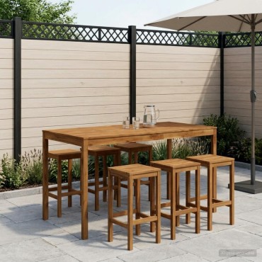vidaXL Τραπέζι μπαρ κήπου Φυσικό 196x100x105 εκ 1 τεμ.