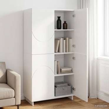 vidaXL Ψηλός μπουφές Λευκό 79x41x151cm Επεξεργασμένο Ξύλο 1 τεμ.
