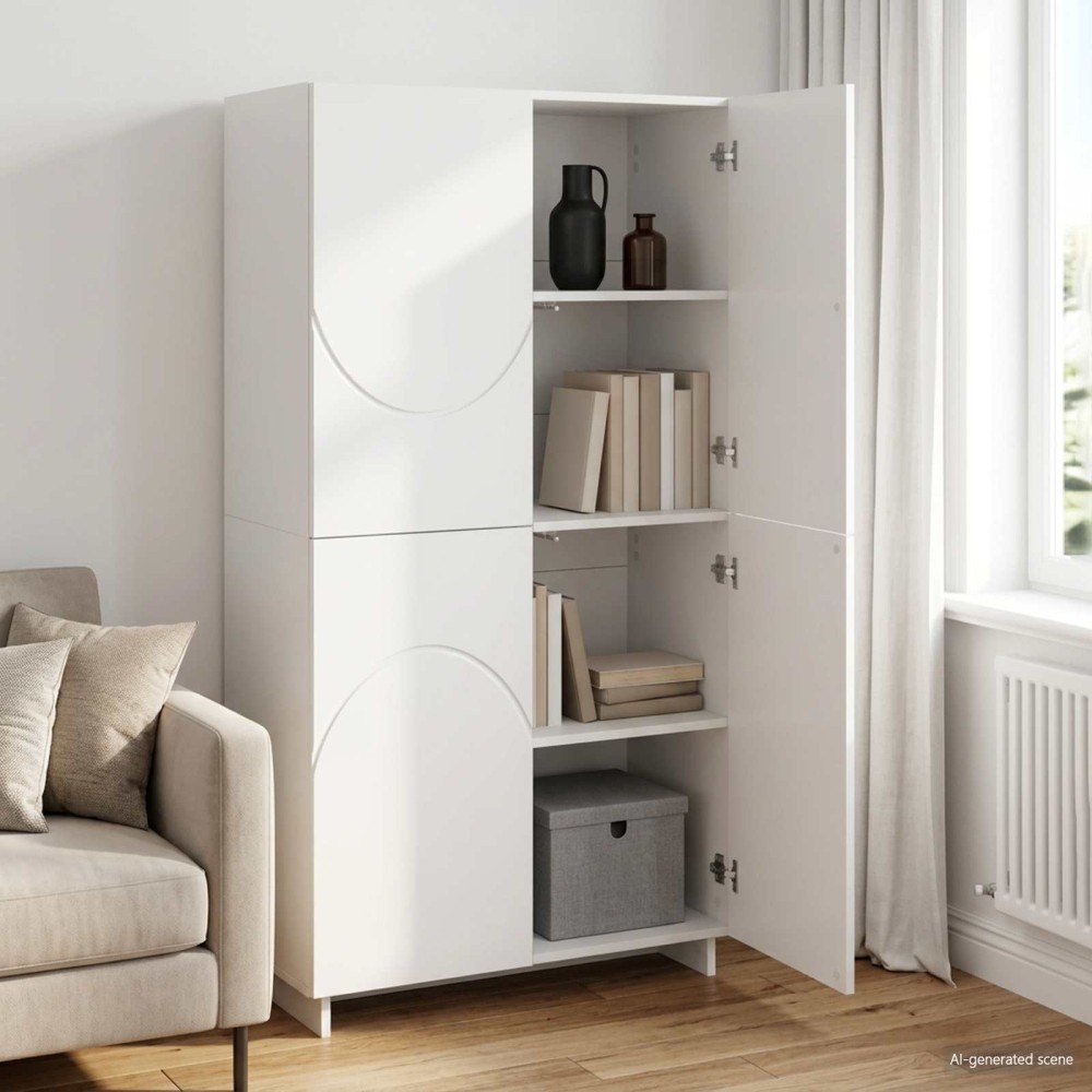 vidaXL Ψηλός μπουφές Γυαλιστερό Λευκό 79x41x151cm 1 τεμ.