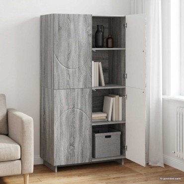 vidaXL Ψηλός μπουφές Γκρι Sonoma 79x41x151cm Επεξεργασμένο Ξύλο 1 τεμ.