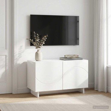 vidaXL Βάση TV 60x34.5x40cm Γυαλιστερό Λευκό Επεξεργασμένο Ξύλο