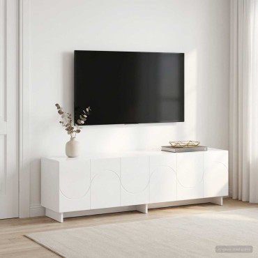 vidaXL Βάση TV 140x34.5x40cm Γυαλιστερό Λευκό Επεξεργασμένο Ξύλο