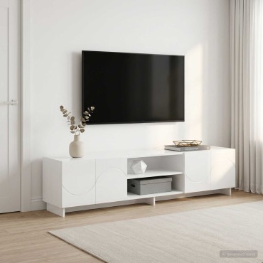 vidaXL Βάση TV 180x34,5x40cm Γυαλιστερό Λευκό Επεξεργασμένο Ξύλο