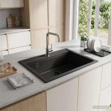 vidaXL Νεροχύτης Κουζίνας Μία Γούρνα Γρανίτης 60 x 51 x 30,5 εκ.
