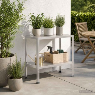vidaXL Τραπέζι φύτευσης 60 x 50 x 80 cm Ανοξείδωτο Ατσάλι Ασημί
