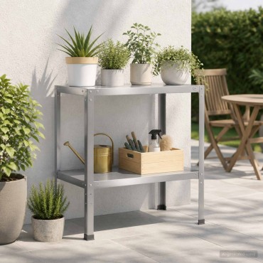vidaXL Τραπέζι φύτευσης 60 x 50 x 80 cm Γαλβανισμένος Χάλυβας Ασημί