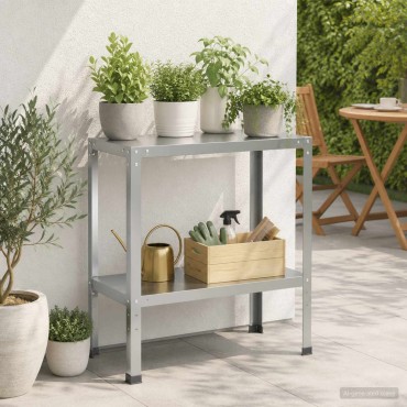 vidaXL Τραπέζι φύτευσης 60 x 40 x 80 εκ Γαλβανισμένος Χάλυβας Ασημί
