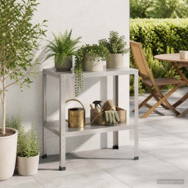 vidaXL Τραπέζι φύτευσης 100 x 50 x 80 εκ Ανοξείδωτο Ατσάλι Ασημί