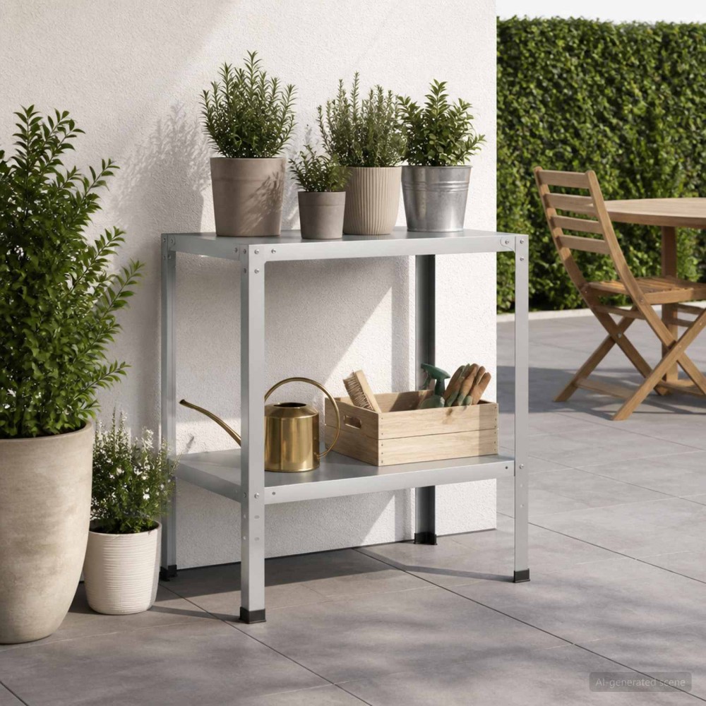 vidaXL Τραπέζι φύτευσης 80 x 50 x 80 cm Γαλβανισμένος Χάλυβας Ασημί