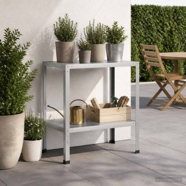 vidaXL Τραπέζι φύτευσης 80 x 50 x 80 cm Γαλβανισμένος Χάλυβας Ασημί