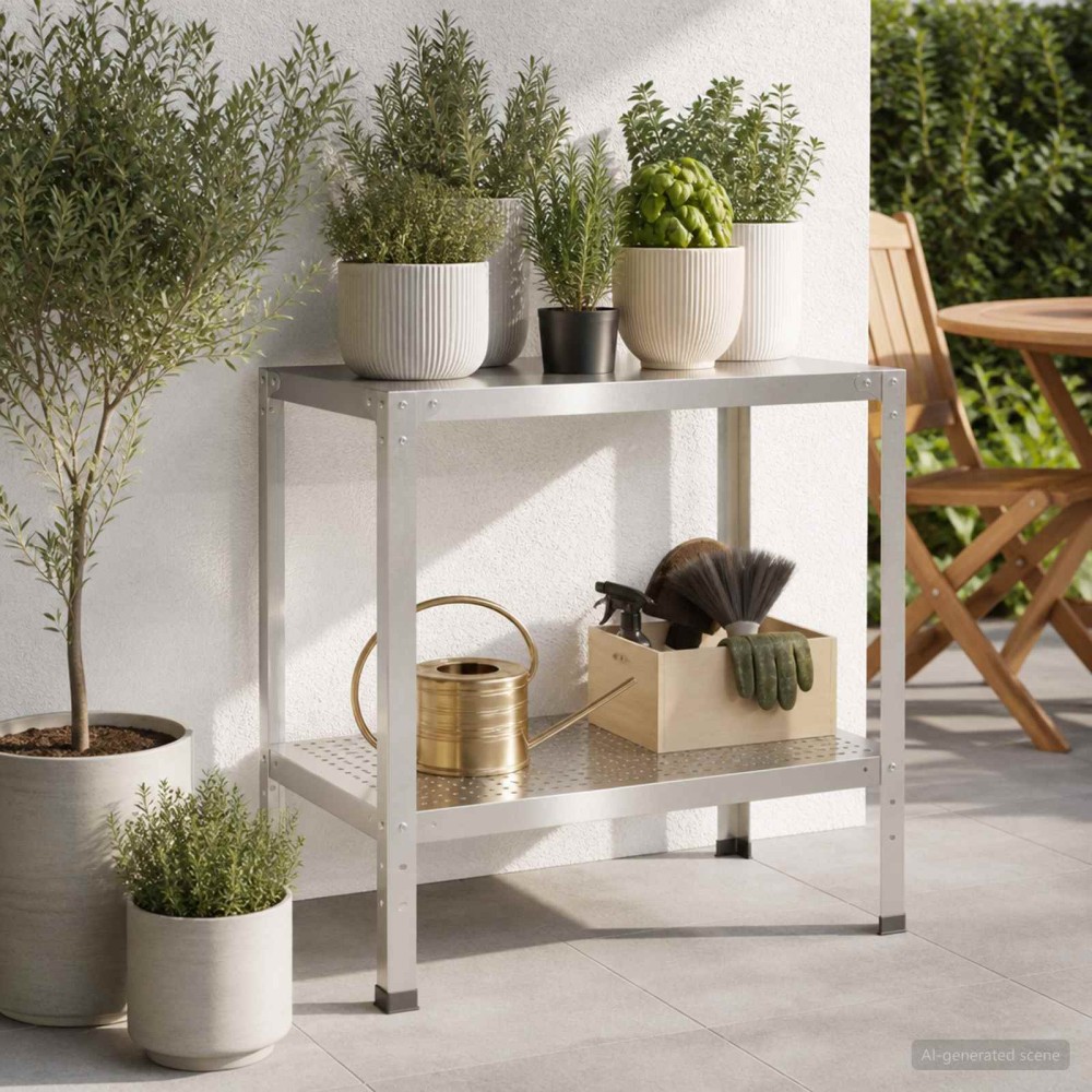 vidaXL Τραπέζι φύτευσης 80 x 50 x 80 cm Ανοξείδωτο Ατσάλι Ασημί