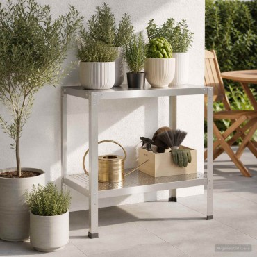 vidaXL Τραπέζι φύτευσης 80 x 50 x 80 cm Ανοξείδωτο Ατσάλι Ασημί
