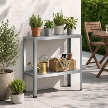 vidaXL Τραπέζι φύτευσης 80 x 40 x 80 cm Γαλβανισμένος Χάλυβας Ασημί