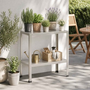 vidaXL Τραπέζι φύτευσης 100 x 40 x 80 cm Ανοξείδωτο Ατσάλι Ασημί