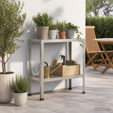 vidaXL Τραπέζι φύτευσης 80 x 40 x 80 cm Ανοξείδωτο Ατσάλι Ασημί