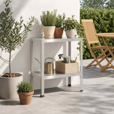 vidaXL Τραπέζι φύτευσης 60 x 40 x 80 εκ Ανοξείδωτο Ατσάλι Ασημί