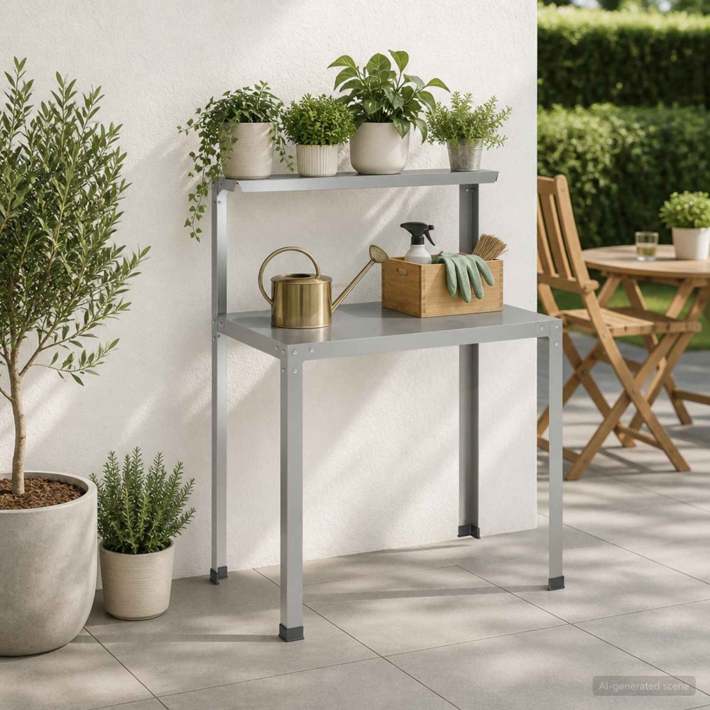 vidaXL Τραπέζι φύτευσης 80 x 50 x 104 cm Γαλβανισμένος Χάλυβας Ασημί