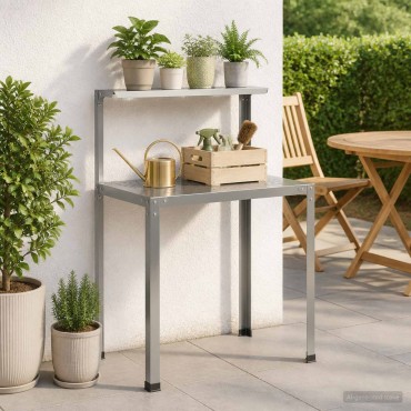 vidaXL Τραπέζι φύτευσης 100 x 50 x 104 cm Γαλβανισμένος Χάλυβας Ασημί