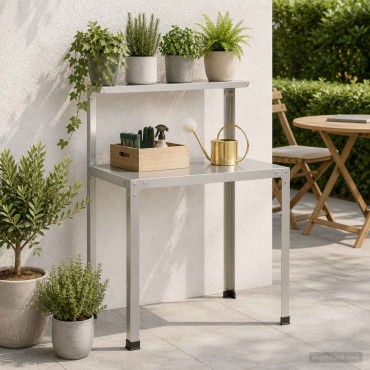 vidaXL Τραπέζι φύτευσης 100 x 50 x 104 cm Ανοξείδωτο Ατσάλι Ασημί