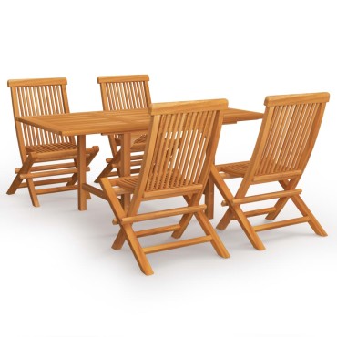 vidaXL Σετ Τραπεζαρίας Κήπου 5 τεμ. από Μασίφ Ξύλο Teak (110-160)x80x75cm