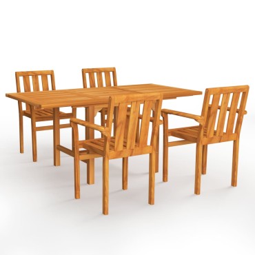 vidaXL Σετ Τραπεζαρίας Κήπου 5 τεμ. από Μασίφ Ξύλο Teak (110-160)x80x75cm