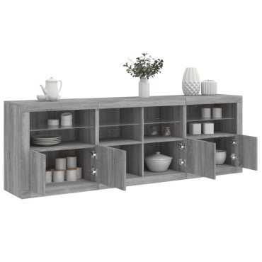 vidaXL Μπουφές με LED Γκρι Sonoma 202x37x67cm 1 τεμ.