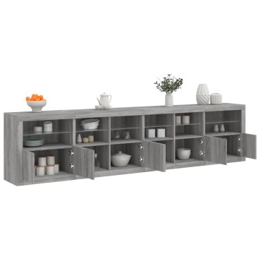 vidaXL Μπουφές με LED Γκρι Sonoma 283x37x67cm 1 τεμ.